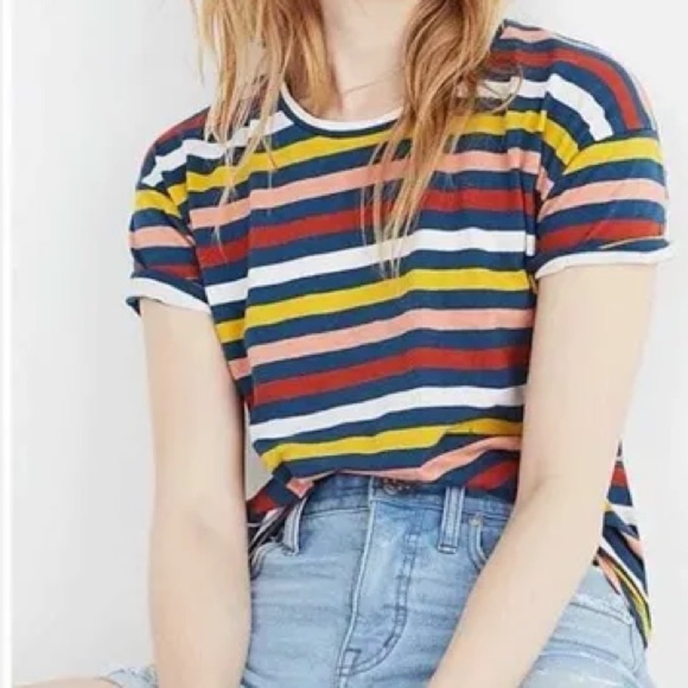 Madewell Whisper Cotton Crewneck T-Shirt in Lennie Stripe Multicolor‎